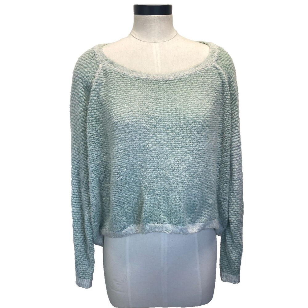 Avant Toi Women's Small Cropped Sweater Distressed Open Knit Pullover Relaxed
